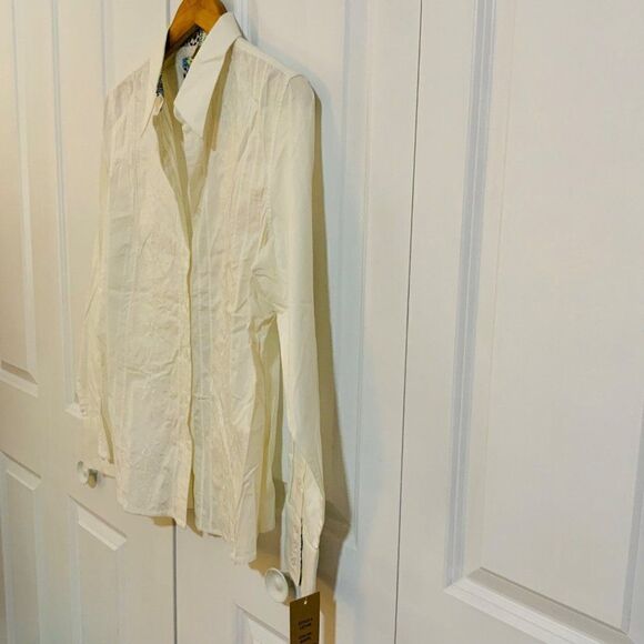 Peck & Peck White Embroidered Button Front Top Size 12 New - Picture 4 of 10